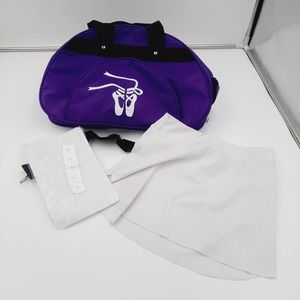 Purple Ballet Rap HipHop Jazz Dance Bag 3 Pockets Tights(L) Whie Ballet Skirt